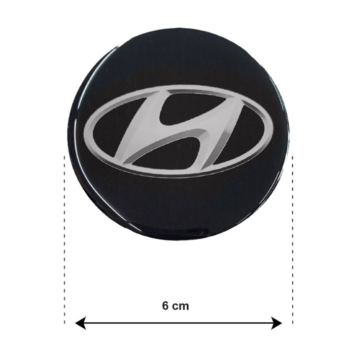  HYUNDAI ΑΥΤΟΚΟΛΛΗΤΑ ΣΗΜΑΤΑ ΖΑΝΤΩΝ 6 cm ΜΑΥΡΟ/ΧΡΩΜΙΟ ΜΕ ΕΠΙΚΑΛΥΨΗ ΣΜΑΛΤΟΥ  - 4 ΤΕΜ. 