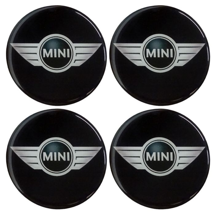 MINI COOPER ΑΥΤΟΚΟΛΛΗΤΑ ΣΗΜΑΤΑ ΖΑΝΤΩΝ 6 cm ΜΑΥΡΟ/ΧΡΩΜΙΟ ΜΕ ΕΠΙΚΑΛΥΨΗ ΣΜΑΛΤΟΥ  - 4 ΤΕΜ. 