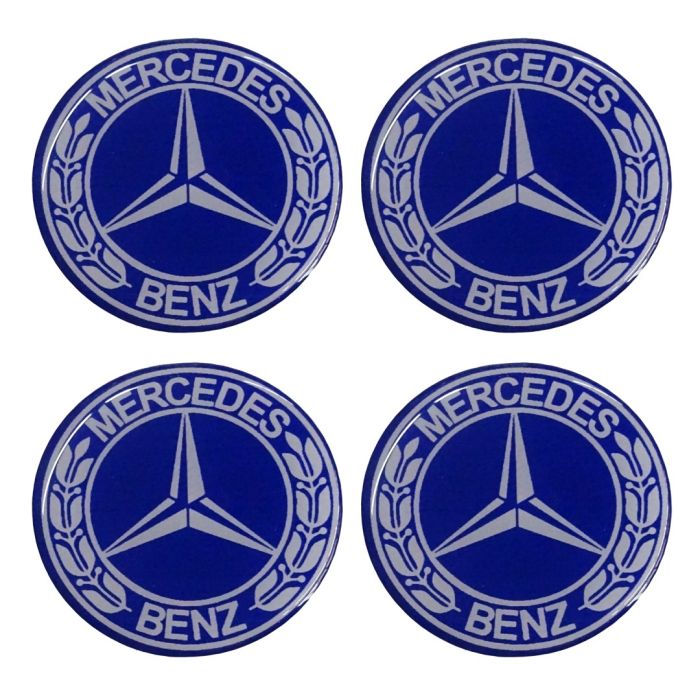  MERCEDES ΑΥΤΟΚΟΛΛΗΤΑ ΣΗΜΑΤΑ ΖΑΝΤΩΝ 6 cm ΜΠΛΕ/ΛΕΥΚΟ ΜΕ ΕΠΙΚΑΛΥΨΗ ΣΜΑΛΤΟΥ  - 4 ΤΕΜ. 