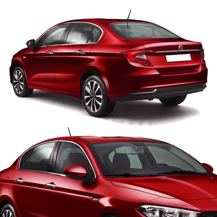  FIAT TIPO 4D 2015+ ΤΡΙΜ ΜΑΡΚΕ ΠΑΡΑΘΥΡΩΝ ΑΥΤΟΚΟΛΛΗΤΑ ΧΡΩΜΙΟ ΜΕΤΑΛΛΙΚΑ 8 TEM. 