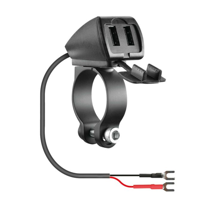  ΦΟΡΤΙΣΤΗΣ USB (2 ΘΥΡΕΣ)  ΜΕ  ΒΑΣΗ ΣΤΗΡΙΞΗΣ ΤΙΜΟΝΙΟΥ ΑΔΙΑΒΡΟΧΟΣ MOTO 12/24V 30W 5400mA  22-32mm TREK LAMPA - 1 TEM. 