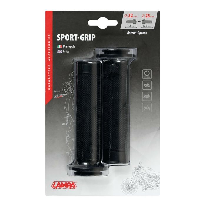  ΧΕΙΡΟΛΑΒΕΣ ΤΙΜΟΝΙΟΥ ΜΗΧΑΝΗΣ SPORT-GRIP ΜΑΥΡΟ (22 mm-12cm/25mm-12,5cm) LAMPA - 2 ΤΕΜ. 