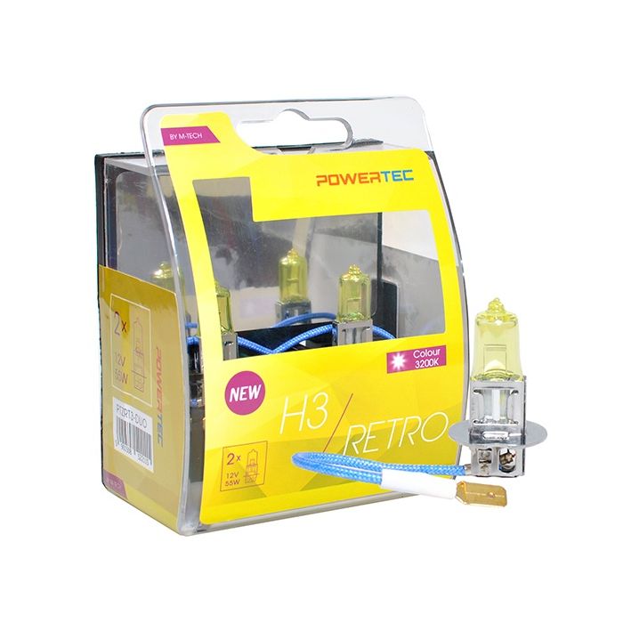  H3 12V 55W PK22s POWERTEC RETRO (ΚΙΤΡΙΝΕΣ ΛΑΜΠΕΣ) 2ΤΕΜ. 