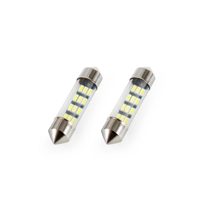  ΛΑΜΠΑΚΙΑ ΠΛΑΦΟΝΙΕΡΑΣ STANDARD FESTOON C5W 36mm - 12V - 0,5W - 5600K - 12LED (ΛΕΥΚΟ/ΨΥΧΡΟ) AMiO - 2 ΤΕΜ. 