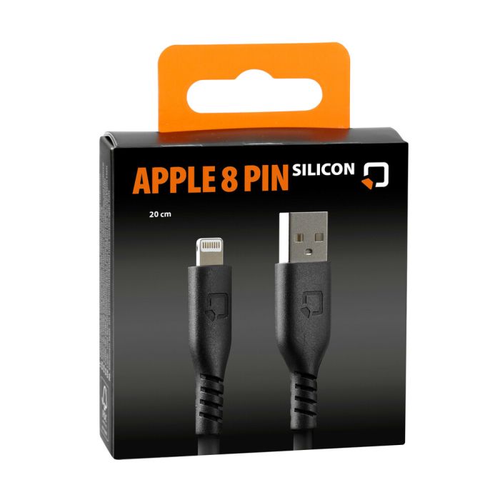  ΚΑΛΩΔΙΟ ΦΟΡΤΙΣΗΣ &amp; ΜΕΤΑΦΟΡΑΣ ΔΕΔΟΜΕΝΩΝ USB A &gt;APPLE 8PIN 3000mA/18W ΣΙΛΙΚΟΝΗΣ ΜΑΥΡΟ 20cm OPTILINE LAMPA - 1 TEM. 