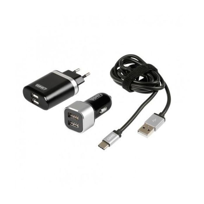  ΚΑΛΩΔΙΟ ΦΟΡΤΙΣΗΣ SILVER LINE USB TYPE C -100 cm (ΔΙΠΛΟΣ ΑΝΤΑΠΤΟΡΑΣ ΑΝΑΠΤΗΡΑ 12/24V ΚΑΙ ΠΡΙΖΑ 220 V)  