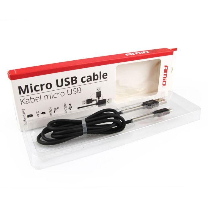  ΚΑΛΩΔΙΟ ΤΑΧΕΙΑΣ ΦΟΡΤΙΣΗΣ USB ΓΙΑ MICRO USB 2,4A 100cm AMiO - 1 ΤΕΜ. 