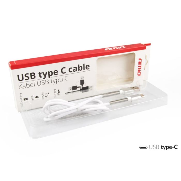  ΚΑΛΩΔΙΟ ΦΟΡΤΙΣΗΣ ΚΑΙ ΣΥΓΧΡΟΝΙΣΜΟΥ USB TYPE C 2,4A 100cm FULL LINK AMiO - 1 ΤΕΜ. 