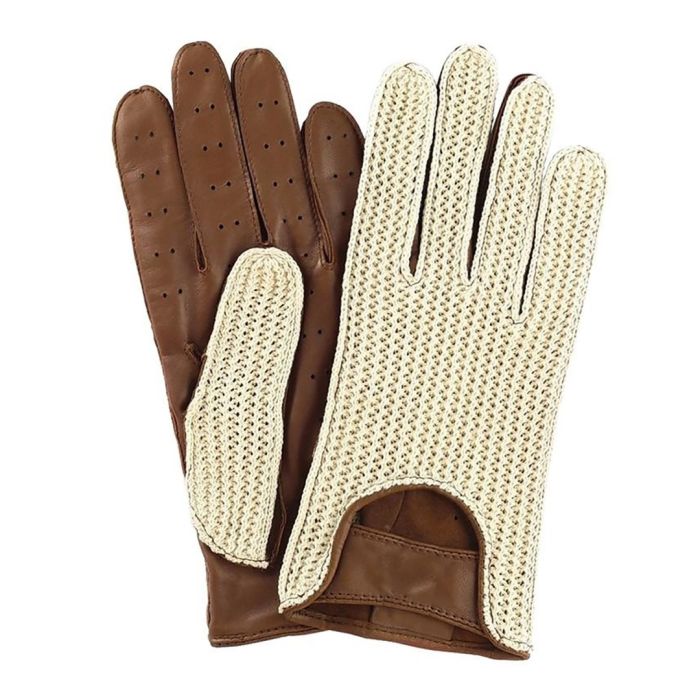  ΓΑΝΤΙΑ ΟΔΗΓΟΥ ΔΕΡΜΑΤΙΝΑ/ΠΛΕΚΤΑ ΚΑΦΕ (L) VINTAGE GLOVES 