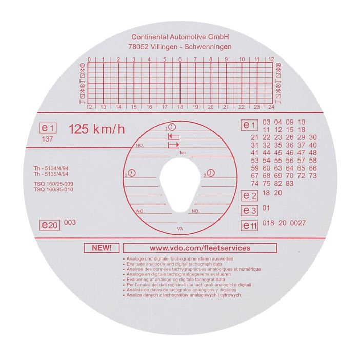  ΤΑΧΟΓΡΑΦΟΙ KIENZLE VDO 125km/h 100ΤΕΜ 