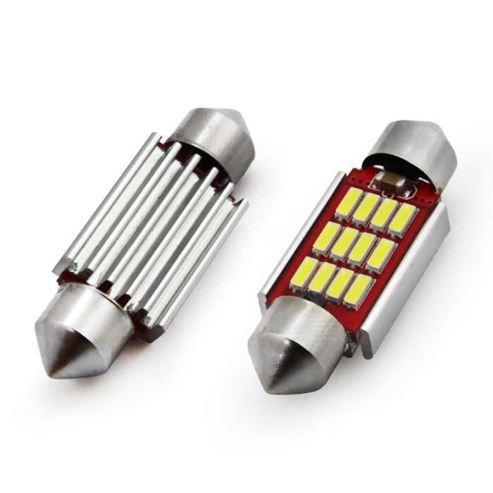  ΛΑΜΠΑΚΙΑ ΠΛΑΦΟΝΙΕΡΑΣ 36mm 12/24V 2,9W 5600K 12LED CANBUS FESTOON (ΛΕΥΚΟ) AMiO - 2 ΤΕΜ. 