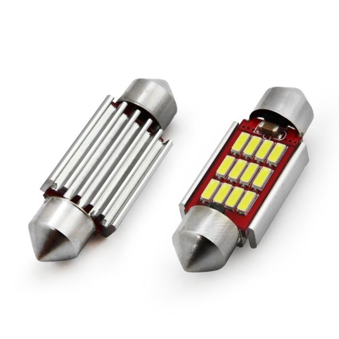  ΛΑΜΠΑΚΙΑ ΠΛΑΦΟΝΙΕΡΑΣ 39mm 12/24V 2,9W 5600K 12LED CANBUS FESTOON (ΛΕΥΚΟ) AMiO - 2 ΤΕΜ. 