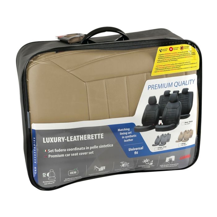  ΚΑΛΥΜΜΑΤΑ ΚΑΘΙΣΜΑΤΩΝ LUXURY LEATHERETTE ΔΕΡΜΑΤΙΝΗ ΑΦΡΩΔΕΣ ΜΠΕΖ - 4 ΤΕΜ. 