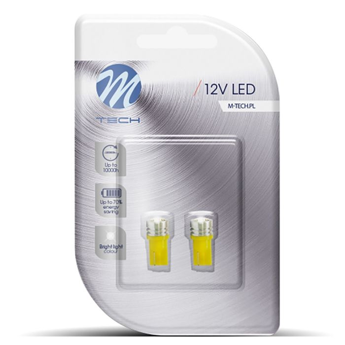  W5W 12V T10 W2,1x9,5d LED 1xHP ΚΙΤΡΙΝΟ (ΚΑΡΦΩΤΟ ΑΚΑΛΥΚΟ) BLISTER 2ΤΕΜ. M-TECH 