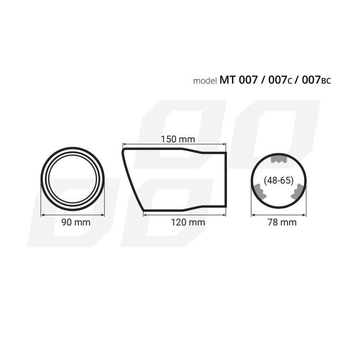  ΑΚΡΟ ΕΞΑΤΜΙΣΗΣ MT-007BC 48-65mm - ΣΤΡΟΓΓΥΛΟ AMIO – 1 ΤΕΜ. 