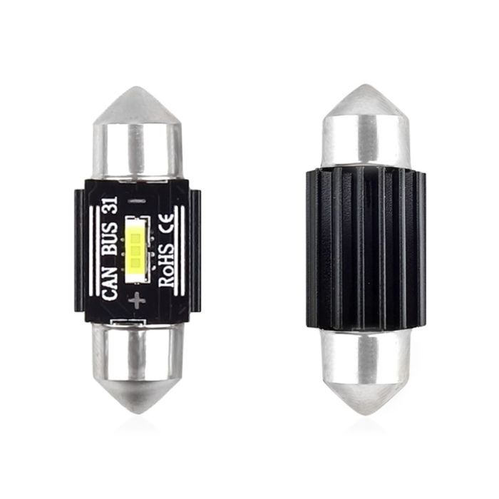  ΛΑΜΠΑΚΙΑ ΠΛΑΦΟΝΙΕΡΑΣ 31mm 12/24V 3,1W 5600K 1LED ULTRA BRIGHT CAN-BUS FESTOON (ΛΕΥΚΟ) AMiO - 2 ΤΕΜ. 