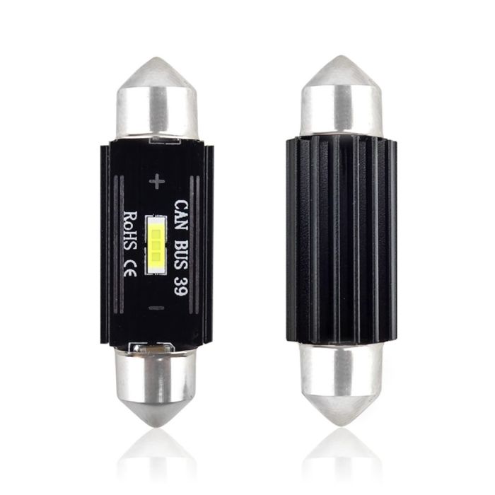  ΛΑΜΠΑΚΙΑ ΠΛΑΦΟΝΙΕΡΑΣ 39mm 12/24V 3,1W 5600K 1LED ULTRA BRIGHT CAN-BUS FESTOON (ΛΕΥΚΟ) AMiO - 2 ΤΕΜ. 