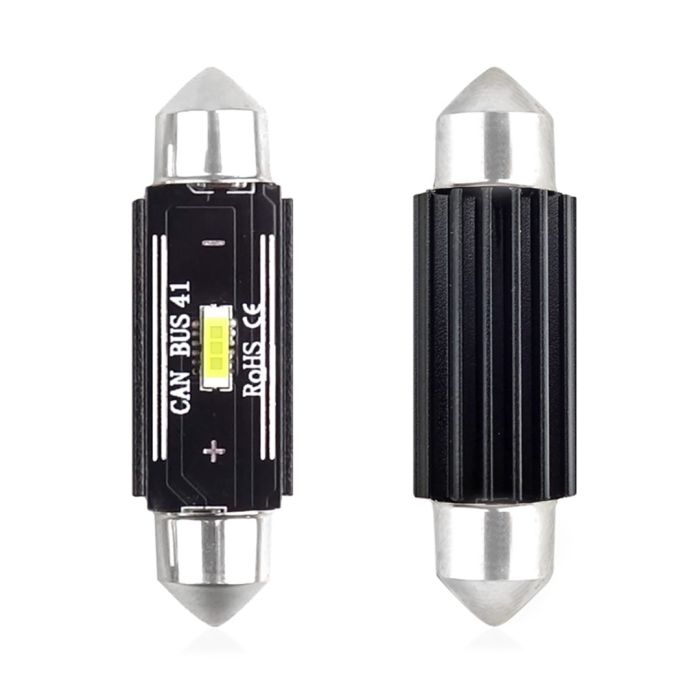  ΛΑΜΠΑΚΙΑ ΠΛΑΦΟΝΙΕΡΑΣ 41mm 12/24V 3,1W 5600K 1LED ULTRA BRIGHT CAN-BUS FESTOON (ΛΕΥΚΟ) AMiO - 2 ΤΕΜ. 