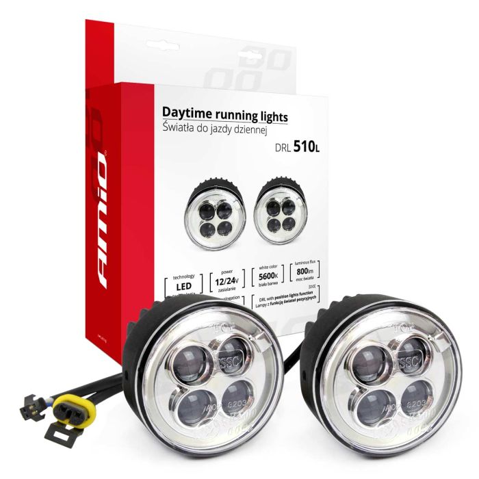  ΦΩΤΑ ΗΜΕΡΑΣ DRL 510L 12V 11,16W 8xSMD LED 800lm ΣΤΡΟΓΓΥΛΟΙ 70mm  ΑΜΙΟ 2ΤΕΜ 