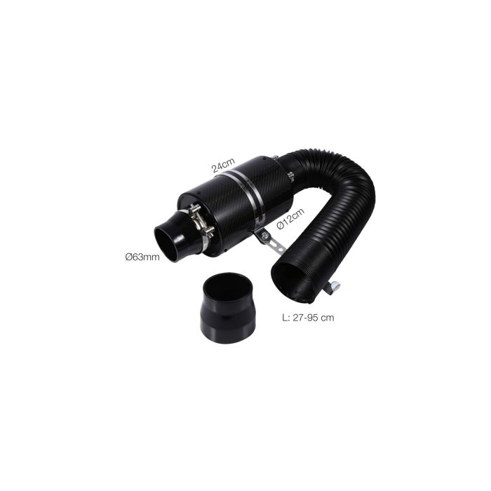  ΒΑΡΕΛΑΚΙ CARBON Φ63  24cm ΜΕ ΣΩΛΗΝΑ ΣΠΙΡΑΛ ΑΕΡΑ ΜΑΥΡΟ 27-95 cm SIMONI RACING - 1 TEM. 