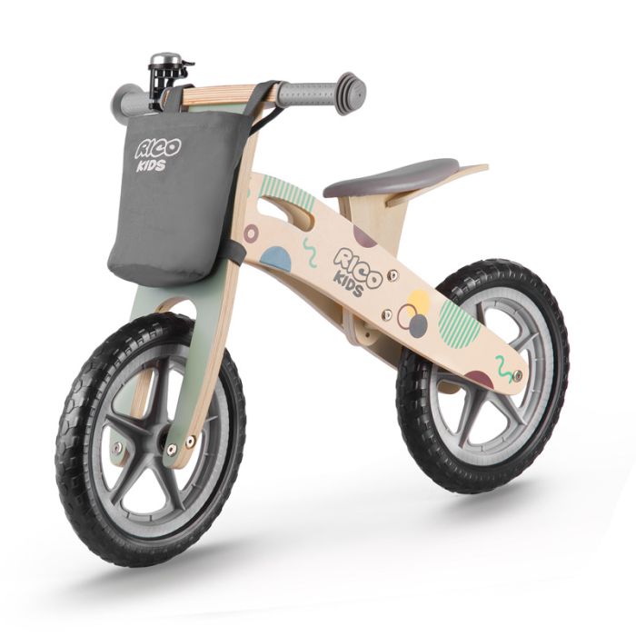 Παιδικό Ξύλινο Ποδήλατο Ισορροπίας Με Αξεσουάρ Χρώματος Γκρι Ricokids 7610