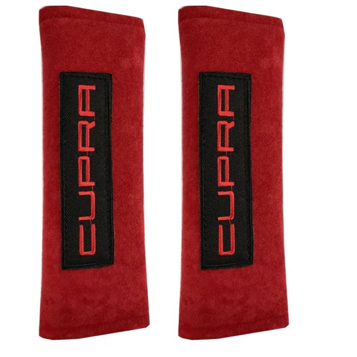  CUPRA ​ΜΑΞΙΛΑΡΑΚΙΑ ΓΙΑ ΖΩΝΗ ΑΣΦΑΛΕΙΑΣ 21 X 7,5 cm ΣΕ ΚΟΚΚΙΝΟ ΧΡΩΜΑ ΜΕ ΜΑΥΡΟ LOGO - 2 ΤΕΜ. 