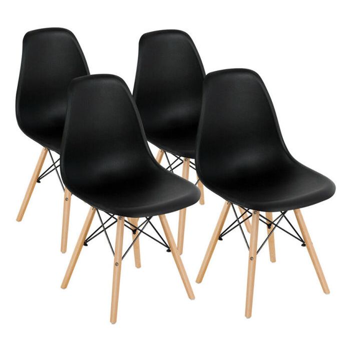 Σετ με 4 μοντέρνες καρέκλες τραπεζαρίας, μαύρες 46x40x81,5cm,Hoppline  HOP1001035-1
