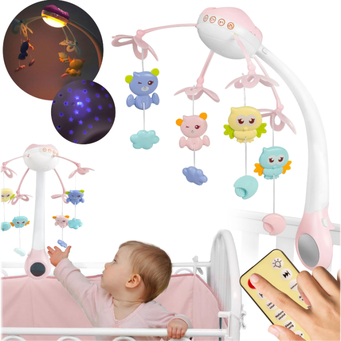 Ricokids Παιχνίδι Καρουζέλ Κούνιας με Προβολέα και Ήχους Χρώματος Ρόζ