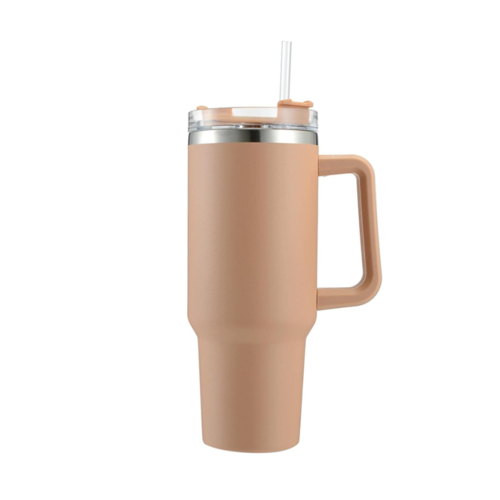Θερμός με καλαμάκι και λαβή 1,2L -BROWN