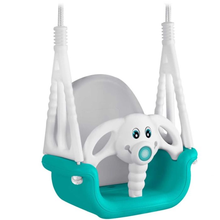 Ricokids Παιδική κούνια 3 σε 1, σε σχήμα ελέφαντα για παιδιά 6 μηνών - 7 ετών, σε χρώμα τρικουάζ-Ricokids