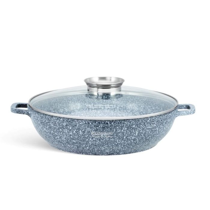 Κατσαρόλα 32cm 5,5l, Αντικολλητική Ρηχή, με Μαρμάρινη Επίστρωση και Γυάλινο Καπάκι, από χυτοπρεσαριστό αλουμίνιο, Edenberg EB-8042