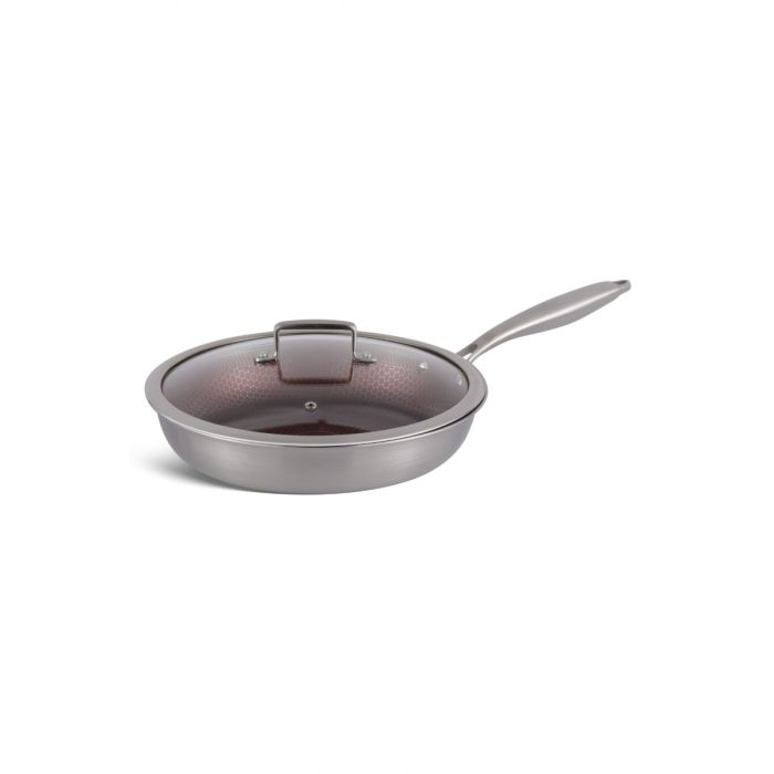 Τηγανί με καπάκι Edenberg EB-13028, 24 cm, Χυτοπρεσαριστό αλουμίνιο 18/10, Επαγγελματικό, Αντικολλητική επίστρωση 3 στρώσεων Eterna, Inox