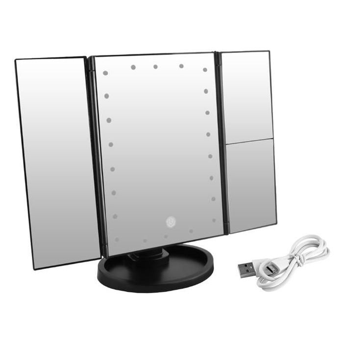 Τριπλός καθρέπτης μακιγιάζ με μεγέθυνση και φωτισμό με 22 LED λαμπτήρες, 11.5x34.5x28 cm