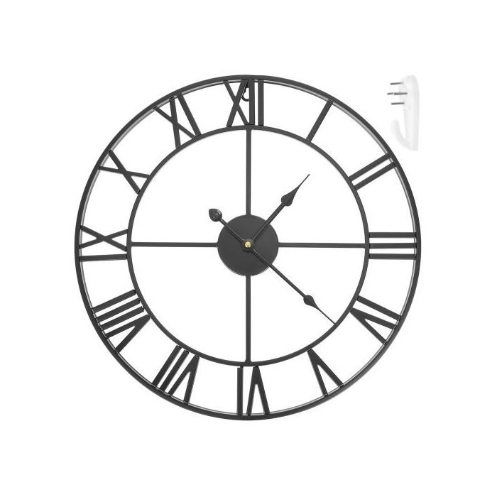 Αναλογικό Μεταλλικό Ρολόι Τοίχου διαμέτρου 47.5 cm σε μαύρο χρώμα, Wall clock 