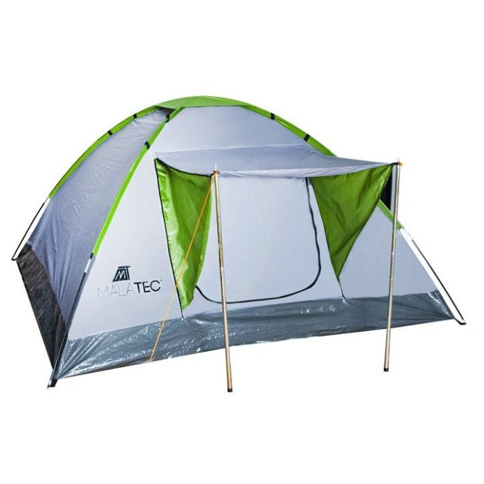 Σκηνή Camping 2-4 ατόμων με extra σκιαστρο πόρτας, σε Ασημί-Πράσινο χρώμα, Montana, 200x200x110cm