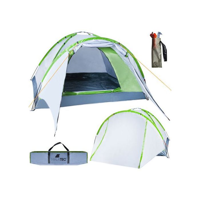 Σκηνή Camping 2-4 ατόμων με extra σκιαστρο πόρτας, σε Ασημί-Πράσινο χρώμα, Nevada, 320x200x140cm