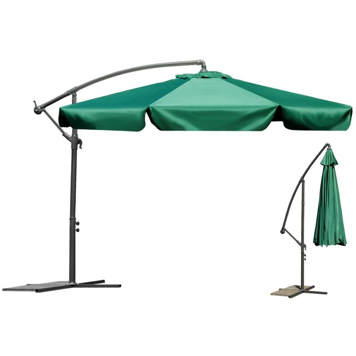 Ομπρέλα Κρεμαστή Στρογγυλή Αλουμινίου Πράσινη με Βάση Στήριξης , 250 Χ 300cm