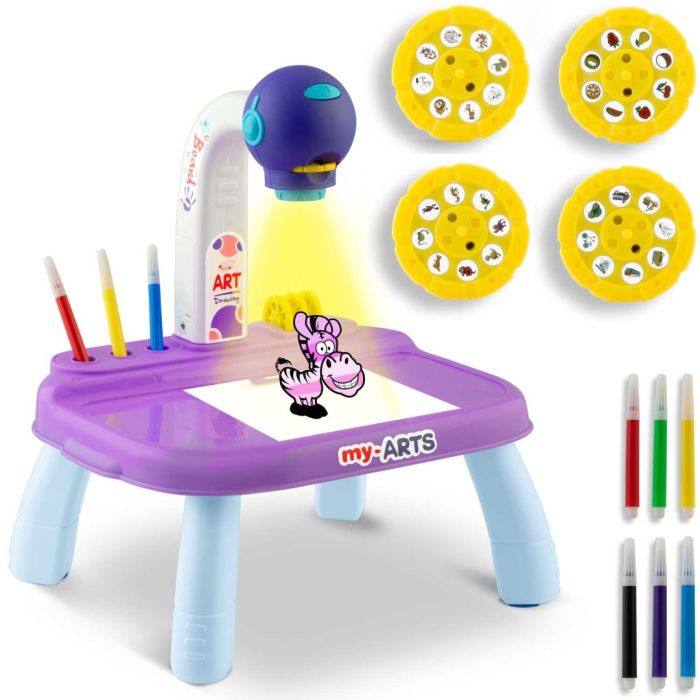 Ricokids 773700 τραπεζάκι με προβολέα για εκμάθηση σχεδίασης - μωβ