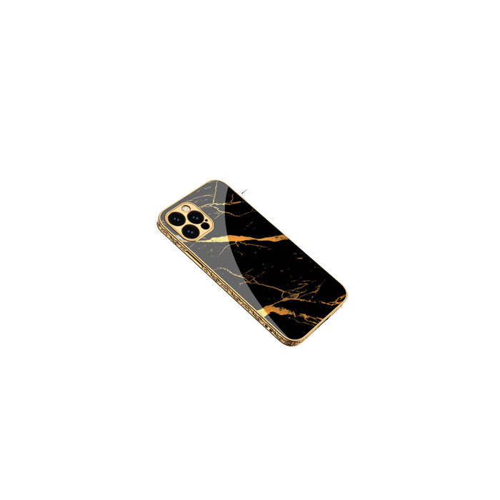 Θήκη Πλαστική Luxury Μαύρο Marble ( IPHONE 13 PRO )