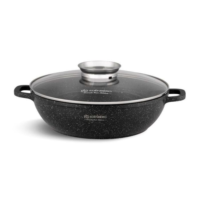 Αντικολλητική Κατσαρόλα 32cm 5,5l με Μαρμάρινη Επίστρωση και Γυάλινο Καπάκι, από χυτοπρεσαριστό αλουμίνιο, Edenberg EB-8135