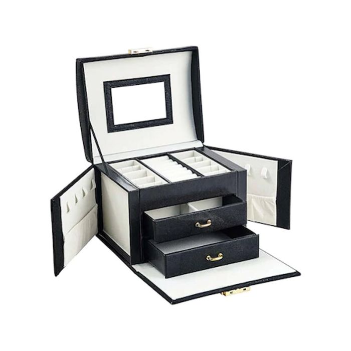 Μπιζουτιέρα-Κοσμηματοθήκη, Κουτί με Συρτάρι & Καθρέφτη,18 x 13 x 14 cm,Hoppline HOP1001273-1
