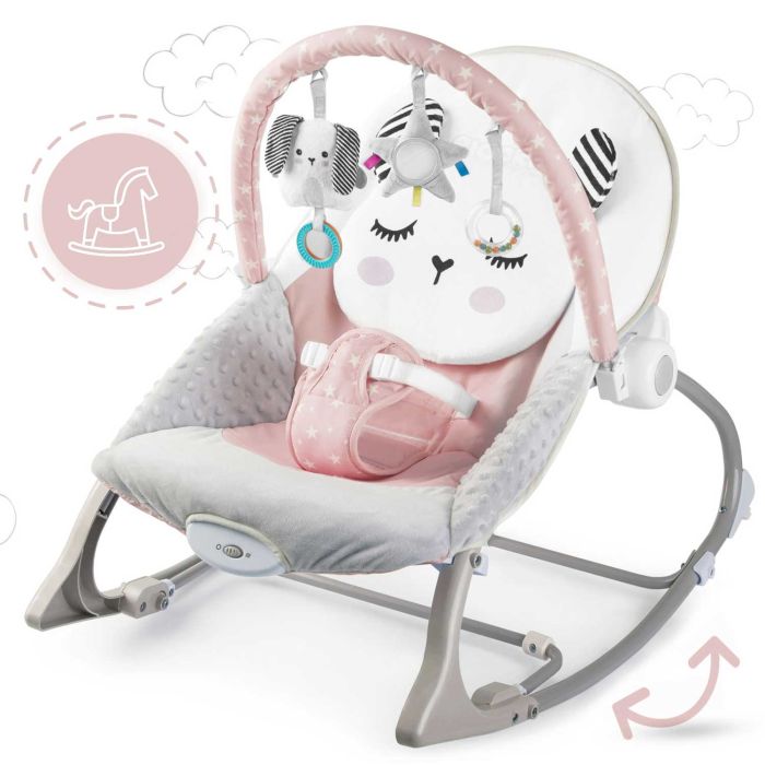 Ricokids Κούνια ροζ relax για μωρά με δόνηση και παιχνίδια-7325